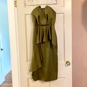 NWT Elliott Elegant Olive Green Strapless Dress